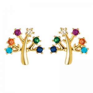 الأوروبية والأمريكية مطلي بالذهب الحقيقي الذهب البصرية اللون الزركون الأذن ترصيع، أقراط شخصية اكسسوارات، أقراط زهرة مزاجه المأل...