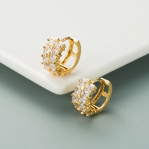 INS Rainbow سلسلة شخصية الأوروبية والأمريكية أقراط النحاس مطلية بالذهب الصغرى مطعمة اللون صف مزدوج الزركون أقراط الهيب هوب أقراط