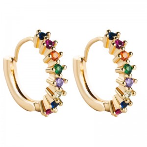 الأقراط الأوروبية والأمريكية المصادر عبر الحدود مطعمة الملونة الزركون هندسية أقراط جولة الهيب هوب النحاس مذهب المجوهرات