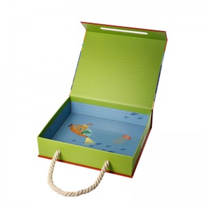 الجملة شعار مخصص المعاد تدويرها لعبة لغز كرتون المغناطيسي رفرف هدية مربع التعبئة والتغليف مع مقبض