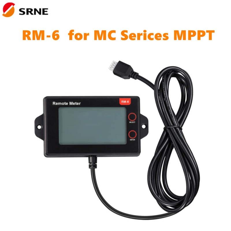 SRNE RM-6 متر شاشة LCD البعيد ل MC24 سلسلة MPPT 20A 30A 40A 50A شحنة الشمسية تحكم