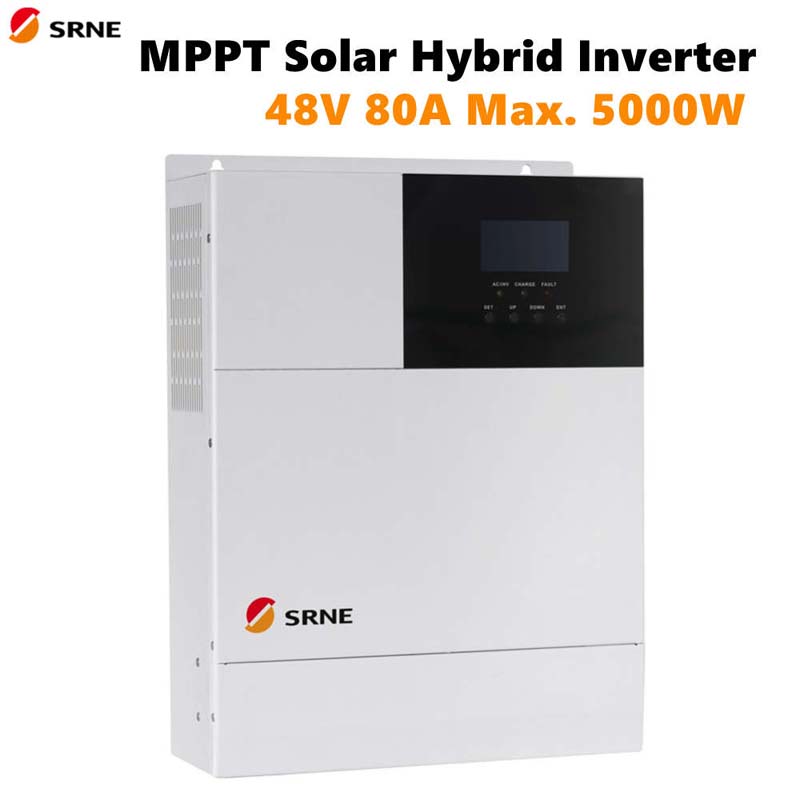 SRN MPPT ماكس 5000W الشمسية الهجين تهمة العاكس 80a نقية موجة موجة العاكس 48 فولت 220 فولت 45V 50HZ 60HZ شاشة LCD السيارات