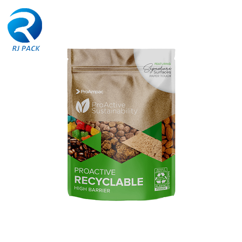 ارتفاع الحاجز Eco القابل لإعادة التدوير الحقيبة للحقيبة للأغذية أو غير الغذائي التعبئة والتغليف مع سحاب