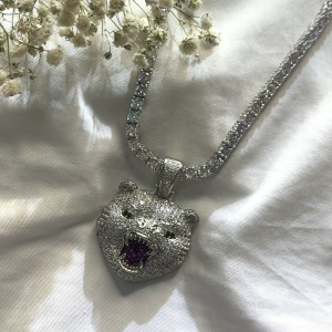 الهيب هوب مطلي بالزركون قلادة النمر قلادة