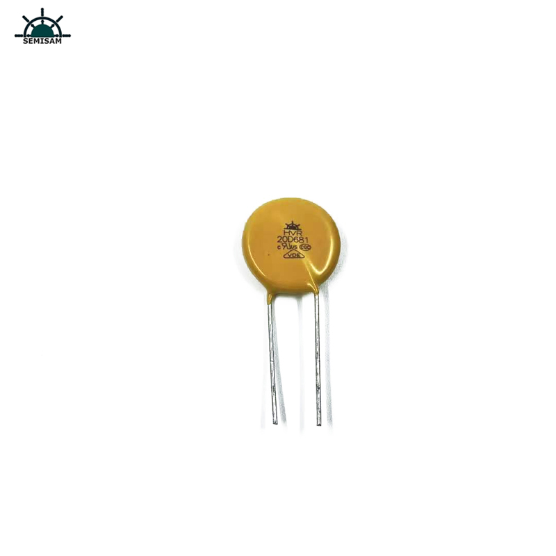 الصين ODM إلكترونيات مكونات، الأصفر MOV 20MM HVR20D681K أكسيد الزنك Varistor لمعدات مزود الطاقة