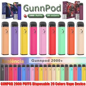 Gunnpod 2000 نفث مسبقا مليئة المتاح vape 1250mah البطارية e السجائر deive 18350 8 ملليلتر البخار كاتب كيت vs قزم بار 20 فلافس القلم جراب النفخة gunpod
