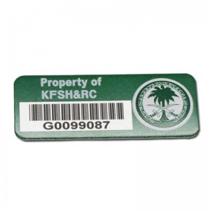 الجملة مخصص الليزر محفورة الرقم التسلسلي التسمية المعادن الباركود التسمية ملصقا المطبوعة الألومنيوم الأصول علامة لاب