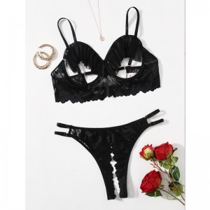 جديد حار الأزياء الأسود الجوف خارج الدانتيل شبكة النساء البسيطة اللباس جنسي الملابس الداخلية