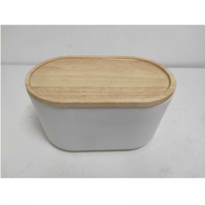 الجملة طويلة مع غطاء خشبي السيراميك الحجري صندوق الخبز