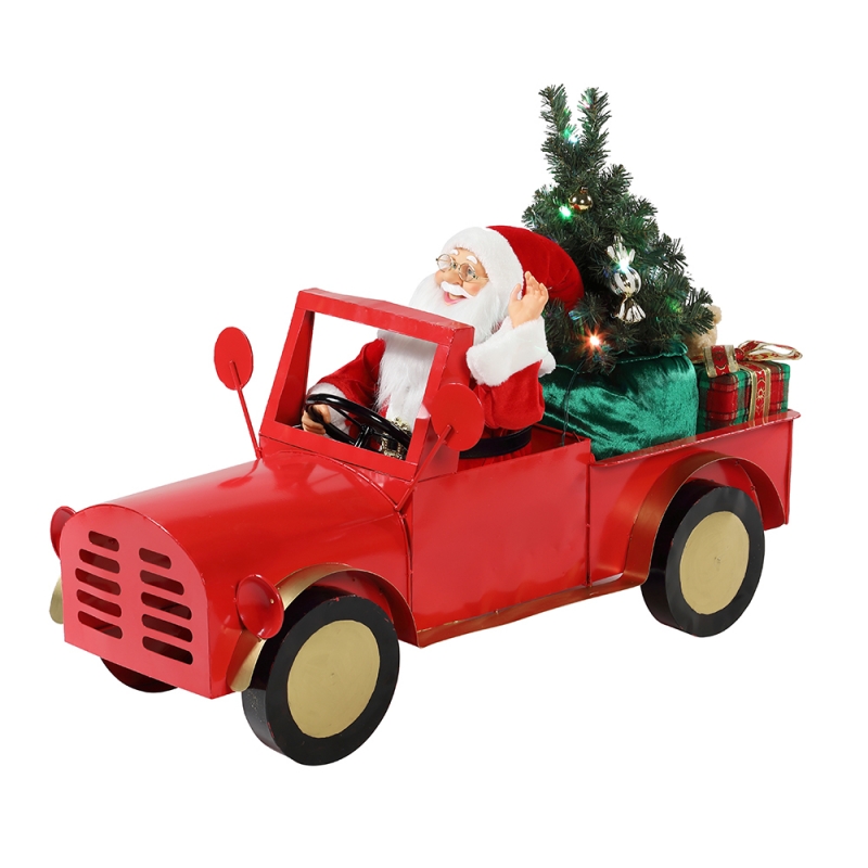 160 سنتيمتر الموسيقية المتحركة سانتا كلوز يجلس على شاحنة عيد الميلاد الحلي جمع عطلة الديكور تمثال محول التيار المتردد