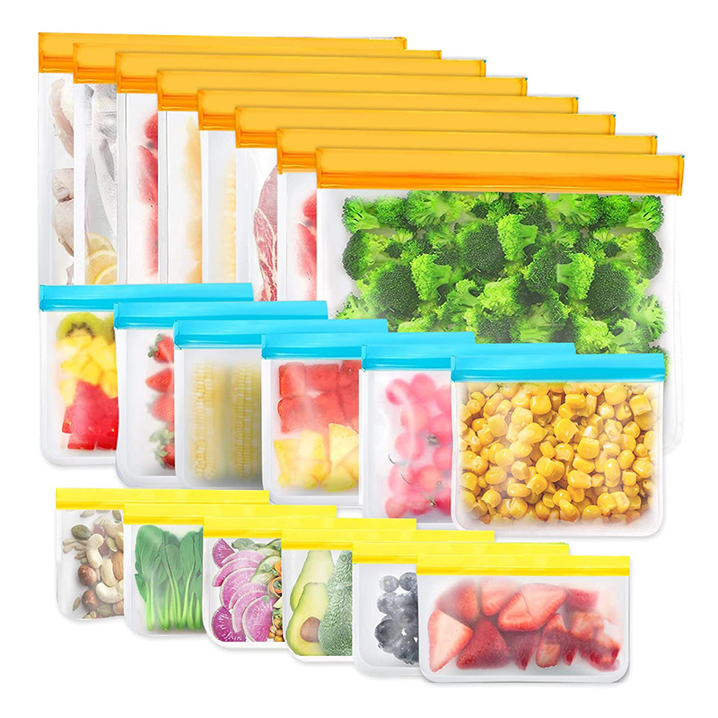 مخصصة الجملة أكياس تخزين قابلة لإعادة الاستخدام، BPA أكياس الغذاء السيليكون الحرة