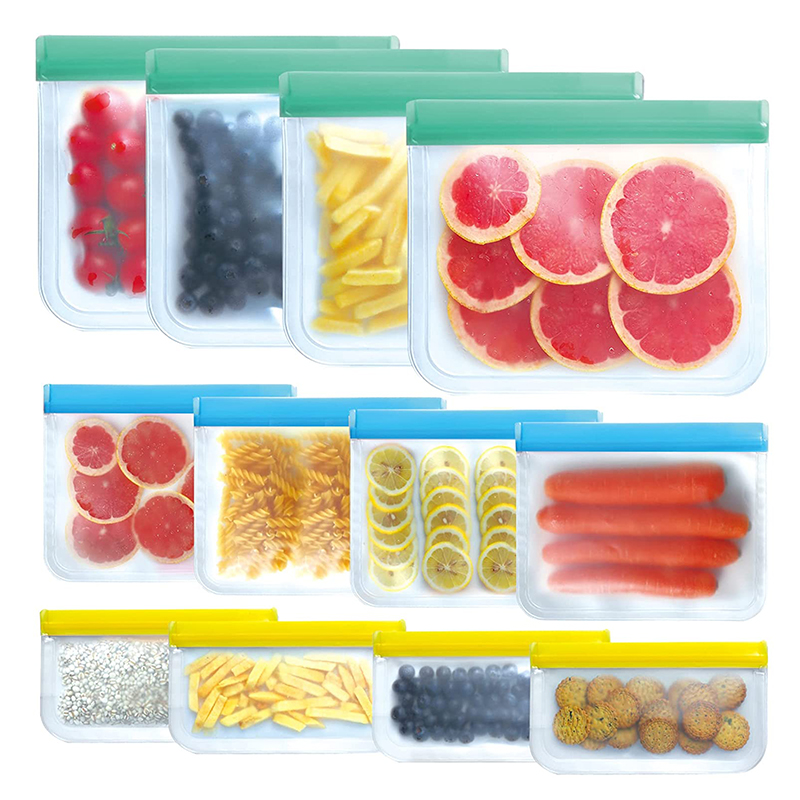 مخصصة الجملة أكياس تخزين قابلة لإعادة الاستخدام، BPA أكياس الغذاء السيليكون الحرة