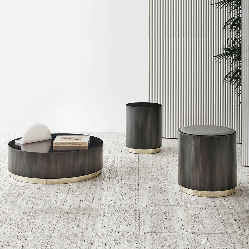 تصميم الإيطالية الحديثة الفاخرة الفولاذ المقاوم للصدأ طاولة القهوة جولة طاولة جانبية لغرفة المعيشة أثاث
