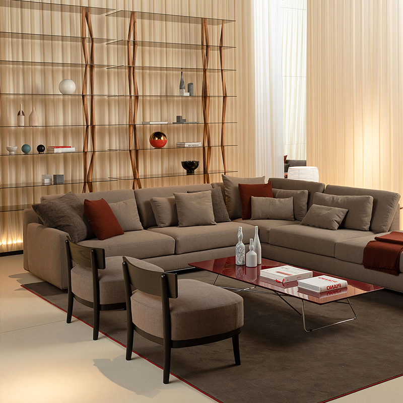 تصميم الأثاث الحديث مجموعة منجد الصالة المنزلية إطار خشبي كرسي أريكة واحدة