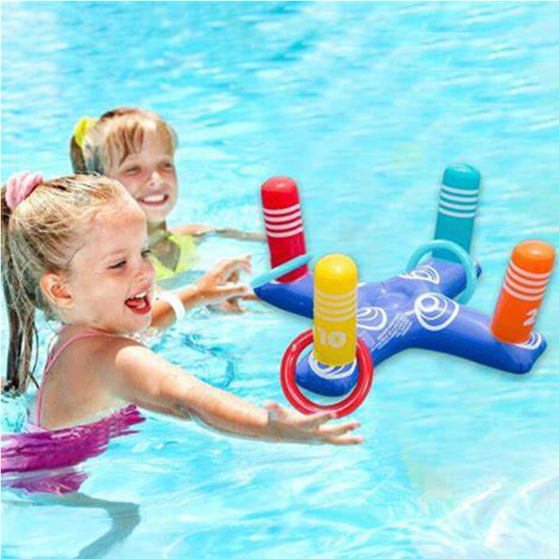 حلقة السباحة العائمة ترمي مجموعة ألعاب المياه ، لعبة رنين قابلة للنفخ ، لعبة الأطفال البالغة في الهواء الطلق حفلة في الهواء الطلق