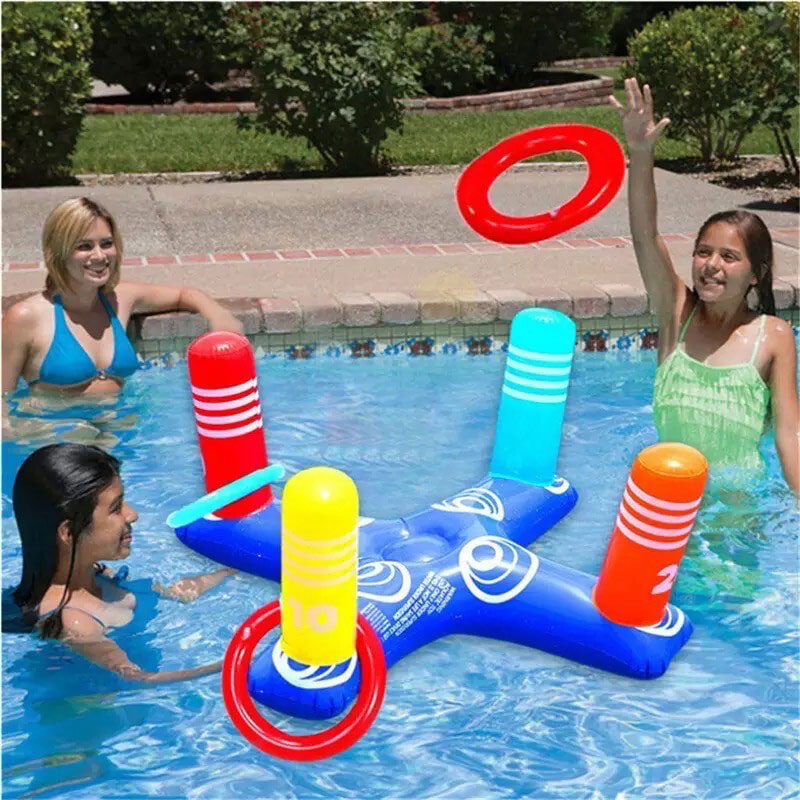 حلقة السباحة العائمة ترمي مجموعة ألعاب المياه ، لعبة رنين قابلة للنفخ ، لعبة الأطفال البالغة في الهواء الطلق حفلة في الهواء الطلق