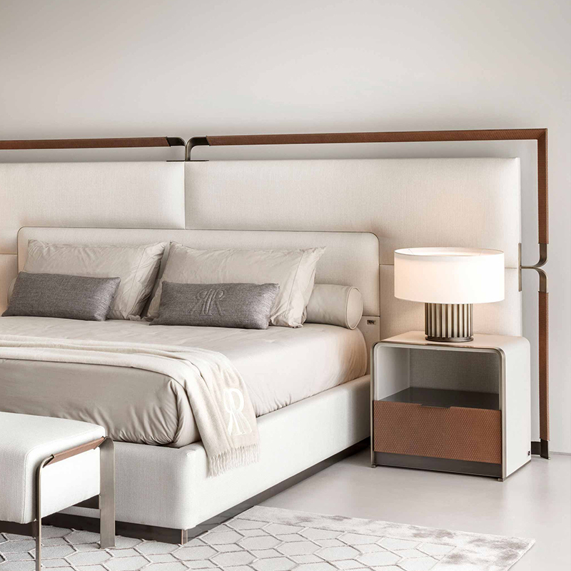 غرفة نوم عالية الجودة منضدة منضدة إيطالية التصميم الحديثة المائدة الجلدية الفاخرة بجانب السرير