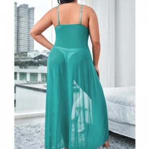 Flyaway Mesh Retwe Sexy Dexy Nightwear Long Down Lightgown Woman Night Dress