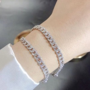 Tuochen Jewelry 18K/14K/10K Gold Cuban Bracelet مع Diamond/moissanite for Man
