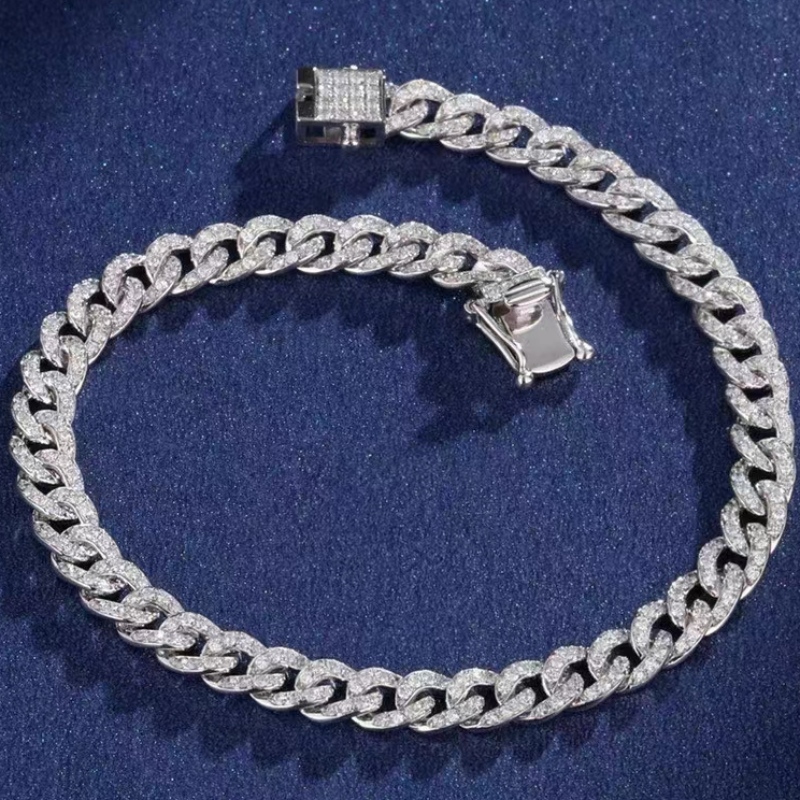 Tuochen Jewelry 18K/14K/10K Gold Cuban Bracelet مع Diamond/moissanite for Man