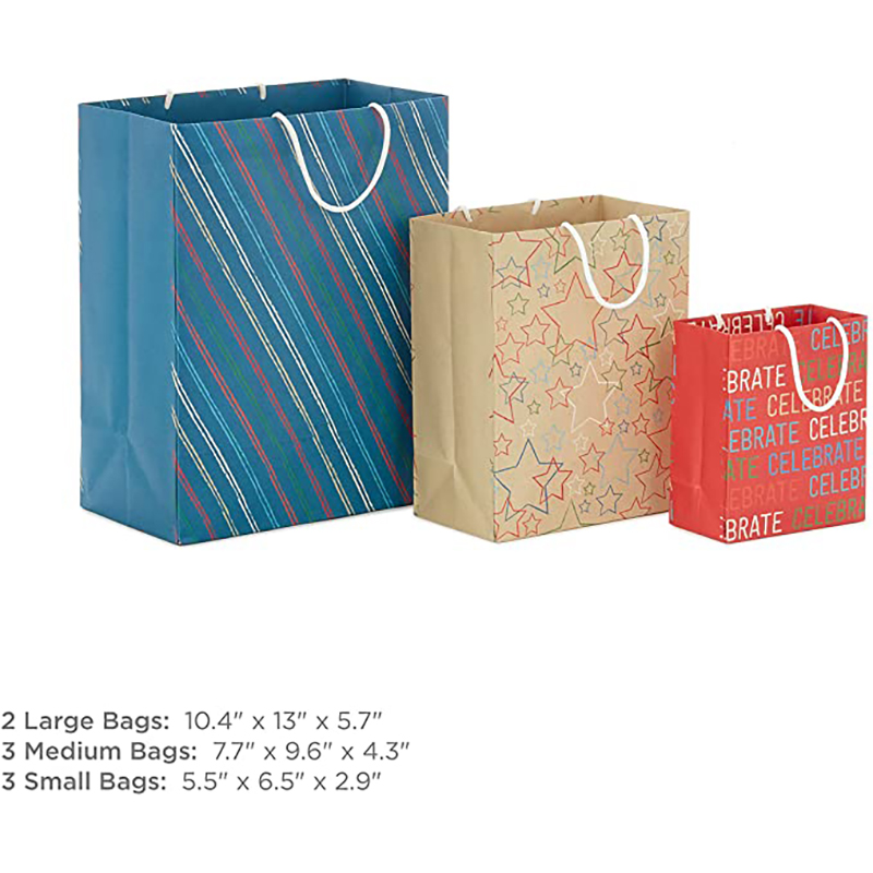 حقيبة الهدايا القابلة لإعادة التدوير القابلة لإعادة التدوير (8 أكياس: 3 صغيرة 6 \\ \