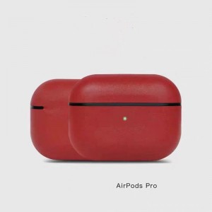 Airpods Pro Leather Case ، حقيبة جلدية للزيت المصنوعة من زيت Crazy Horse أصلي ، مصنوعة يدويًا بالكامل ، LED أمامي مرئي ، (بني غامق)