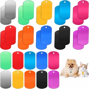 ختم قلادة علامة الكلب فارغة مع سلسلة قلادة الألومنيوم الهيب هوب النمط العسكري الأسلوب الأليف اسم الكلب العلامة معرف المعادن قلاد...