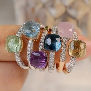 18k/14k/10k/9k الذهب مع حلقة حجر اللون الطبيعي