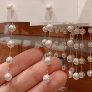 حلق لؤلؤة الذهب 18K للبنات