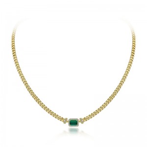 2022 New 1CT المزروعة الزمرد قلادة 925 الفضة قابلة للتعديل القابلة للتعديل