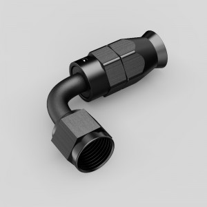 تنتهي خرطوم الألمنيوم PTFE أنبوب خرطوم بزيت الوقود 90 درجة نهاية تركيبات AN4 AN6 AN8 AN10 AN12