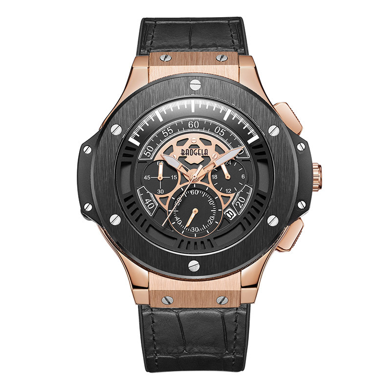 Baogela Hommes Montres Hommes Horloge de Luxe Marque Quartz Sport Montre Rose chronographe Mode Montre Bracelet Pour Hommes1910