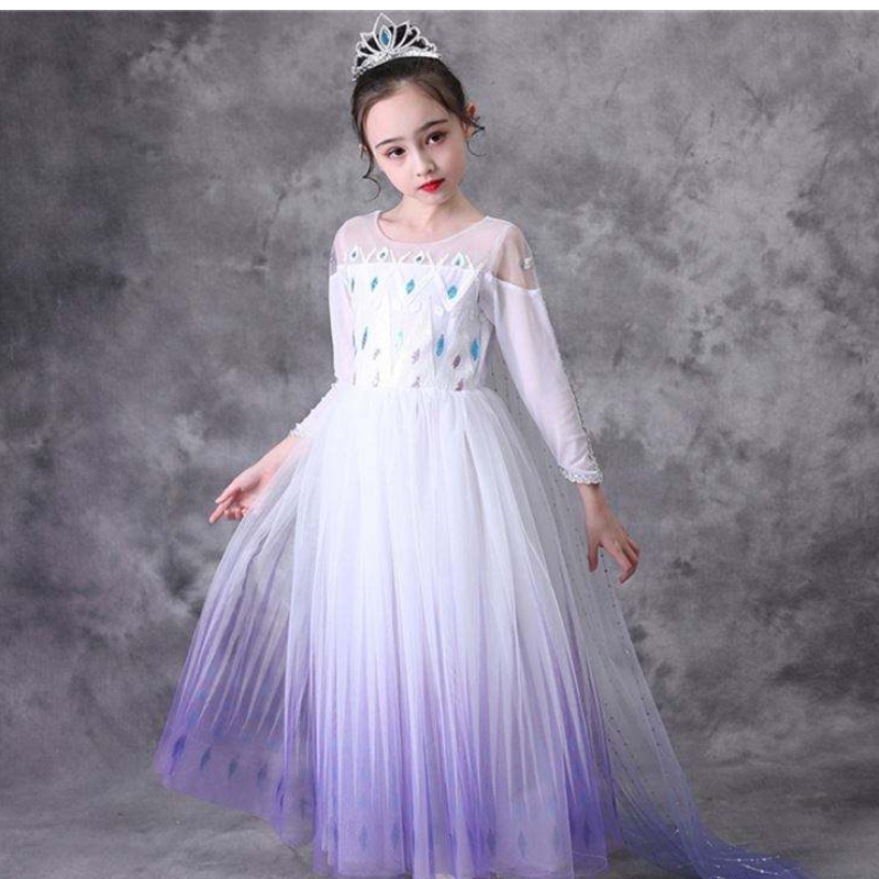 cos110 فساتين الفتيات الأميرة cosplay elsa dress alloween clothing teval tv&movie kids