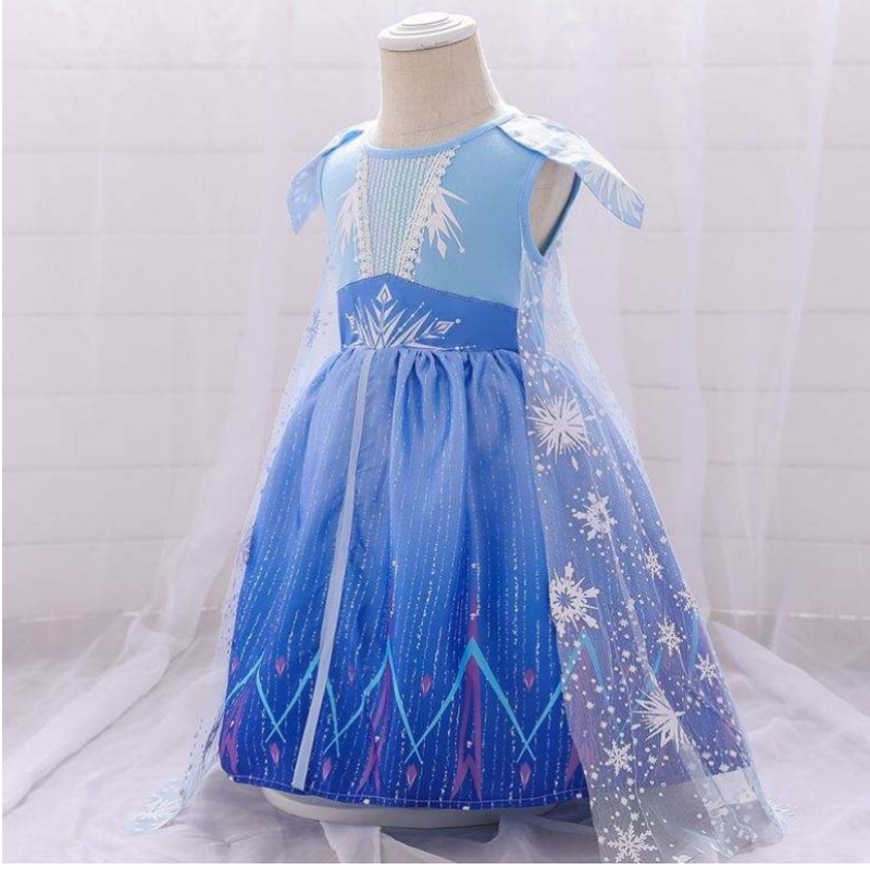 Baige Girls Summer Dress Newborn Baby Elsa 2 Blue Girl Party Dress Bx1730