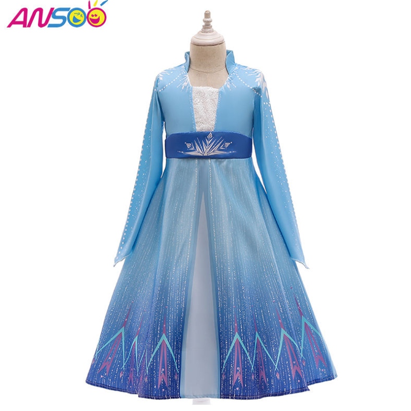 ansoo Kids Elsa Princess Dress Halloween Cosplay Fancy Party Dress Up Anna Elsa Costume for Girls