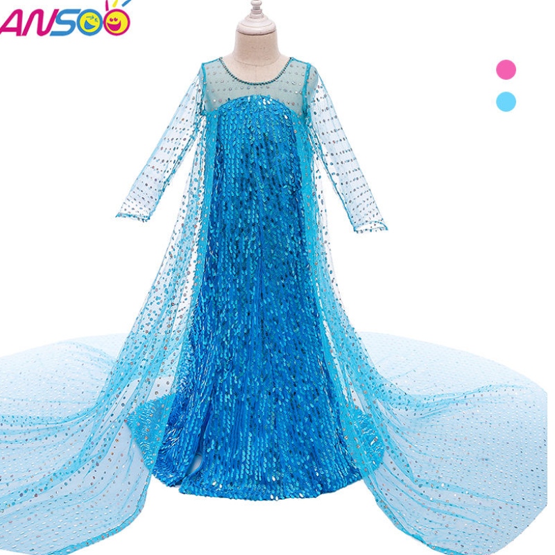 ANSOO TOPLE COMMSS ALCTING ANCHING PRINCESS UP UP LUNG TAIL 2022 ELSA Anna Dress for Girls