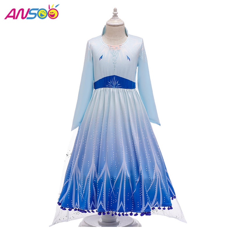 ANSOO HOT SALE ELSA Anna Cosplay Costume 3pcs مجموعة مجموعة فتيات الأميرة لبنات من 2 إلى 13 عامًا