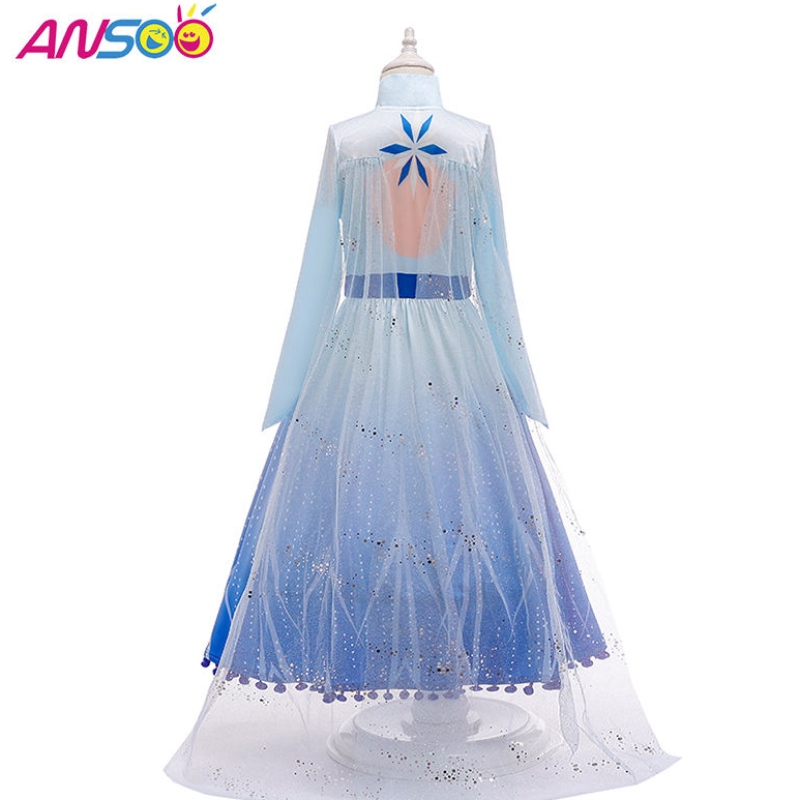 ANSOO HOT SALE ELSA Anna Cosplay Costume 3pcs مجموعة مجموعة فتيات الأميرة لبنات من 2 إلى 13 عامًا