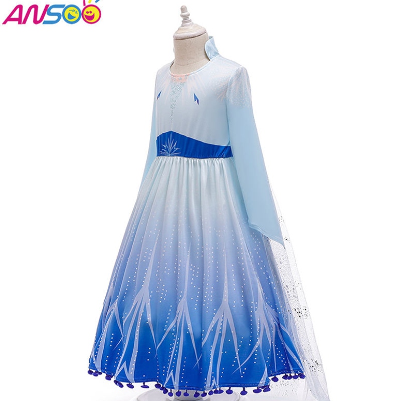 ANSOO HOT SALE ELSA Anna Cosplay Costume 3pcs مجموعة مجموعة فتيات الأميرة لبنات من 2 إلى 13 عامًا