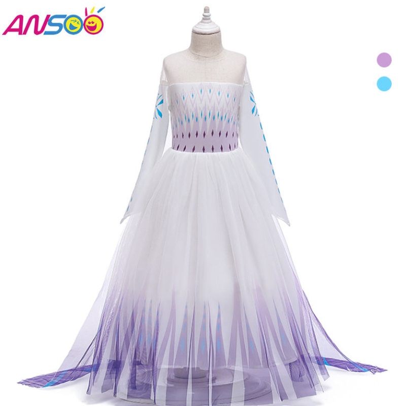 ansoo Snow Queen 2 Cosplay Girls Dress Summer Mesh Mesh Princess Dress Performan