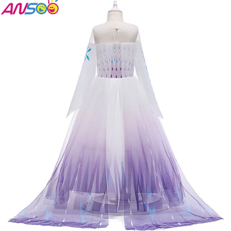 ansoo Snow Queen 2 Cosplay Girls Dress Summer Mesh Mesh Princess Dress Performan