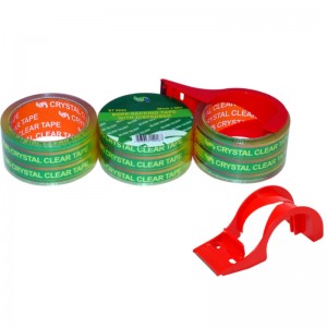 Super/crystal شريط تعبئة لاصق واضح مع موزع