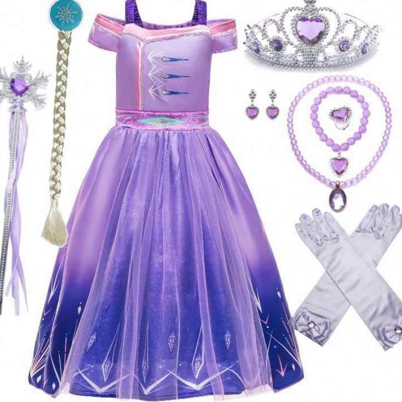 Wholesale Princess Costume Sequin Mesh Party Elsa Dress for Kids with Association HCGD-030