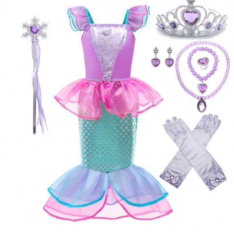 Amazon Top Seller Kids Carnival Party Little Girl Mermaid Costume for Kids with Assessories DGHC-028