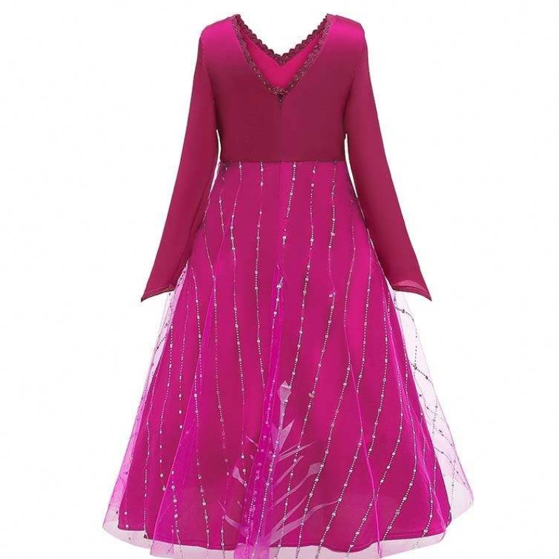 Anna Cosplay Party Vestidos Girl Clothing Red Elsa Costume Princess Elsa Dress for 3-10y HCGD-034