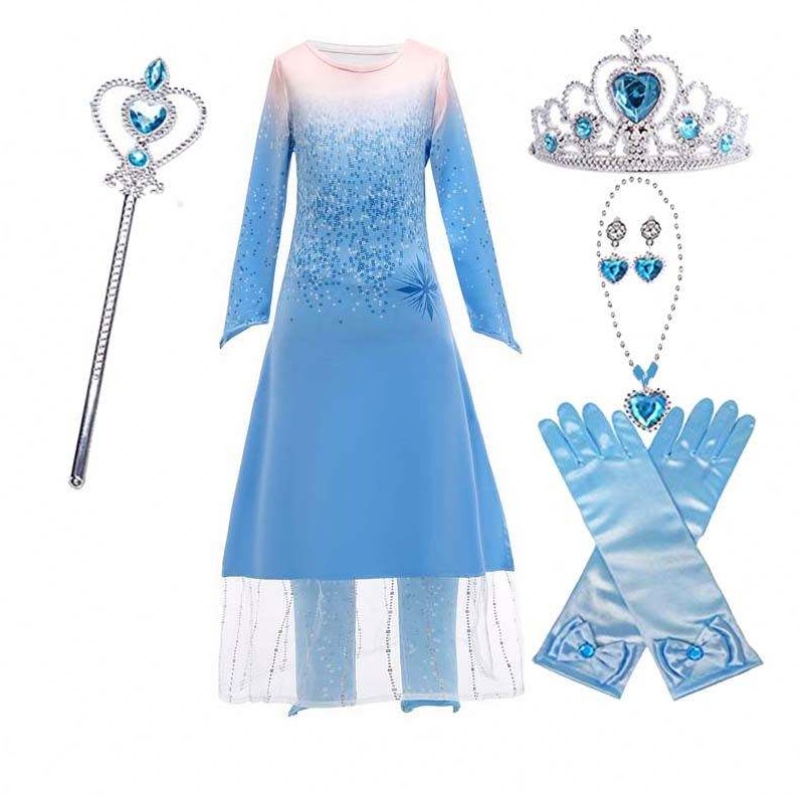 الأطفال الفتيات الصغيرات الأميرة الفخمة لباس تأثيري زي إلسا التتويج فستان Cosplay HCGD-020