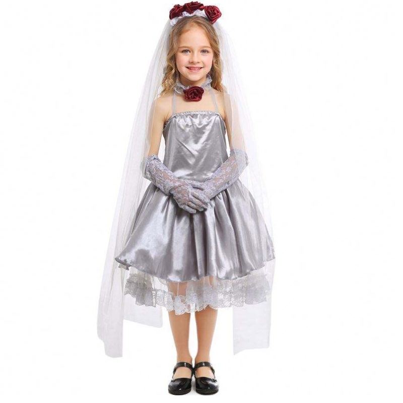 زي هالوين تأثيري الفتيات الرمادي الفتيات الشبح العروس ثياب زي HCVM-009