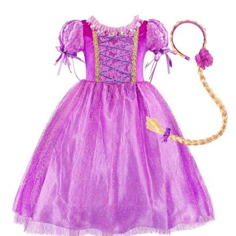 الأدوات 2022 Little Girls Purple Color Rapunzel Princess Dress مع إكسسوارات HCRS-006