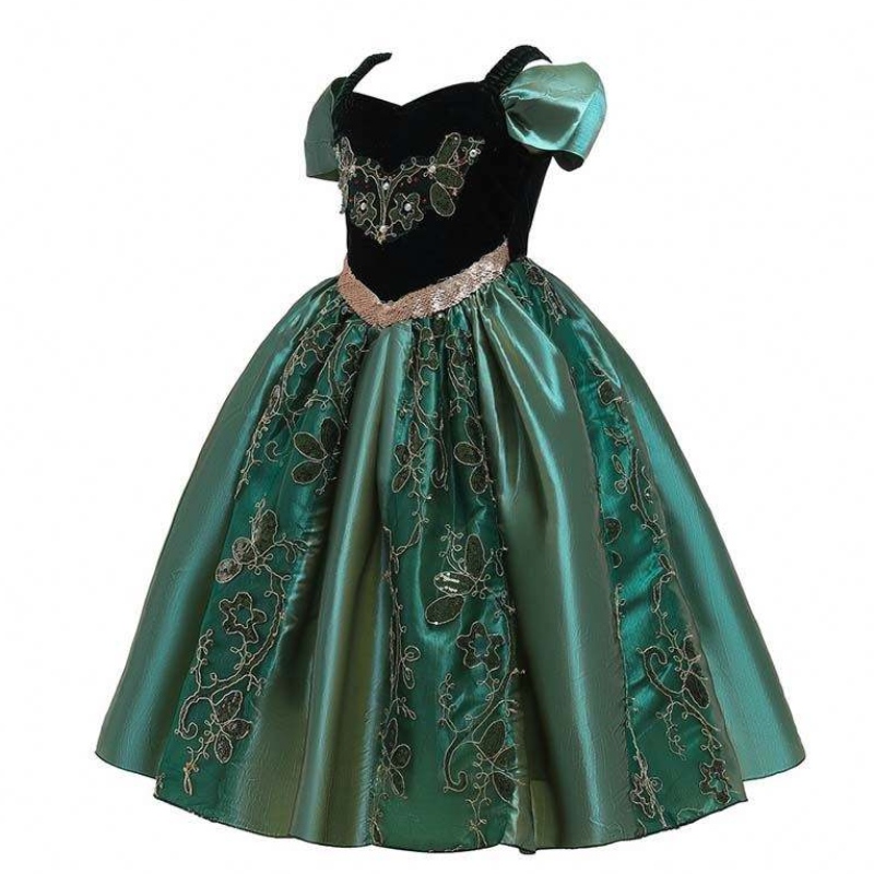 022 أفضل لباس ملابس أطفال صغيرة فتيات هالوين الأميرة آنا إلسا زي مع كيب HCGD-032