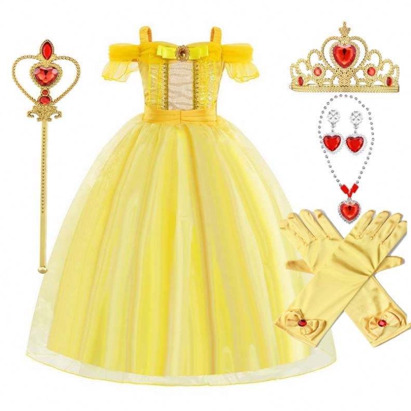 أزياء حفل عيد ميلاد عيد ميلاد الهالوين للأطفال الأميرة بيل قاعة ثوب HCBL-006